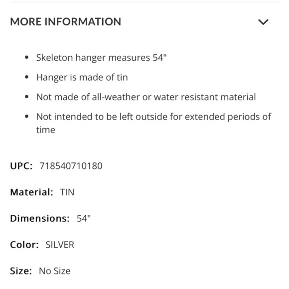 NWT Mud Pie hanging tin skeleton with removable pumpkin 54 inch - Picture 2 of 7